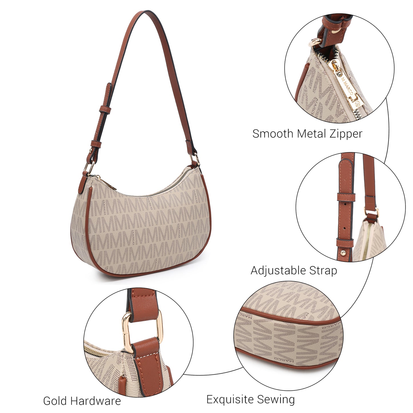 Shoulder Bags for Women Trendy Small Crescent Hobo Clutch Purses Zipper Tote Handbags with Adjustable Strap