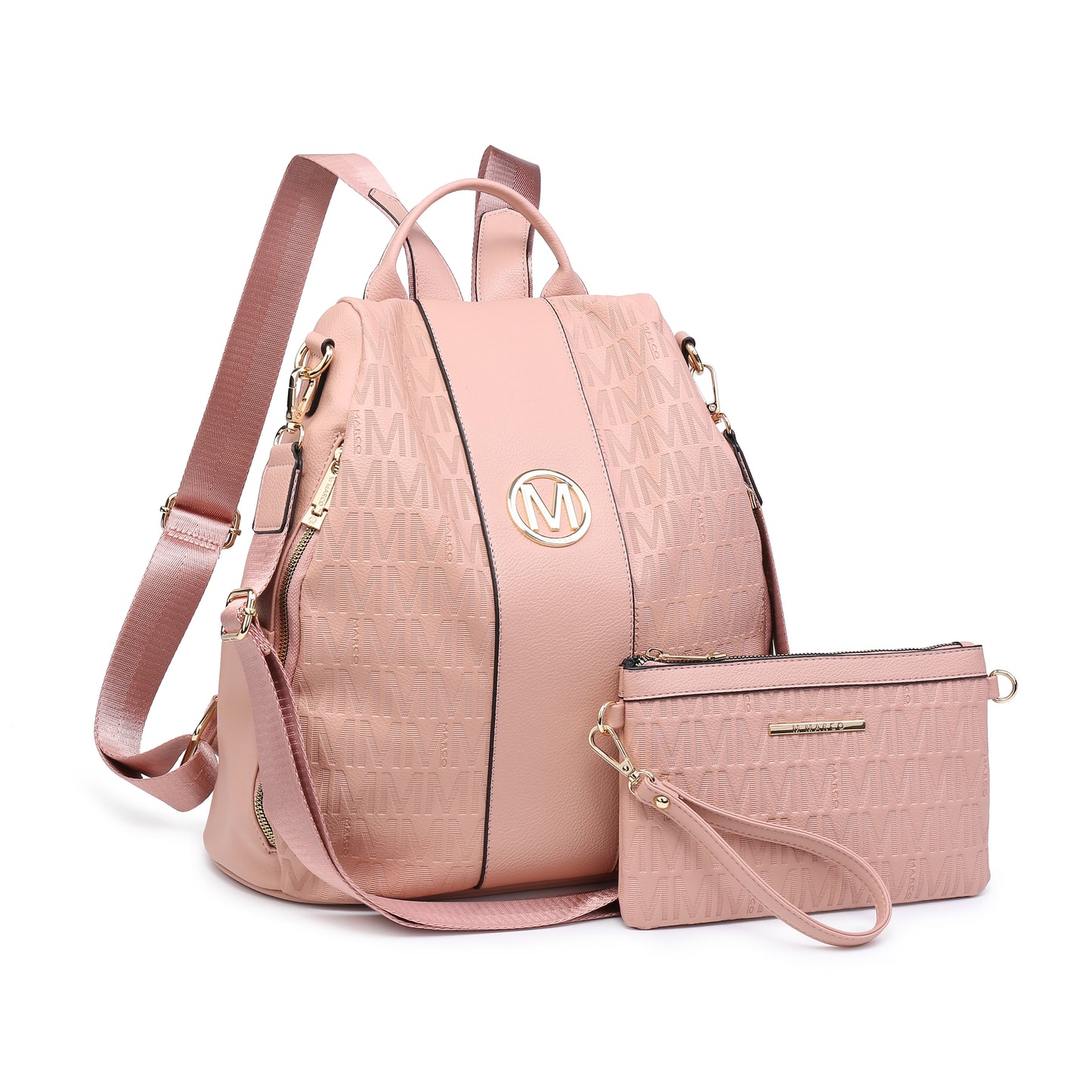 MKP Women Fashion Backpack Purse Multi Pockets Signature Anti-Theft Rucksack Travel School Shoulder Bag Handbag Wristlet