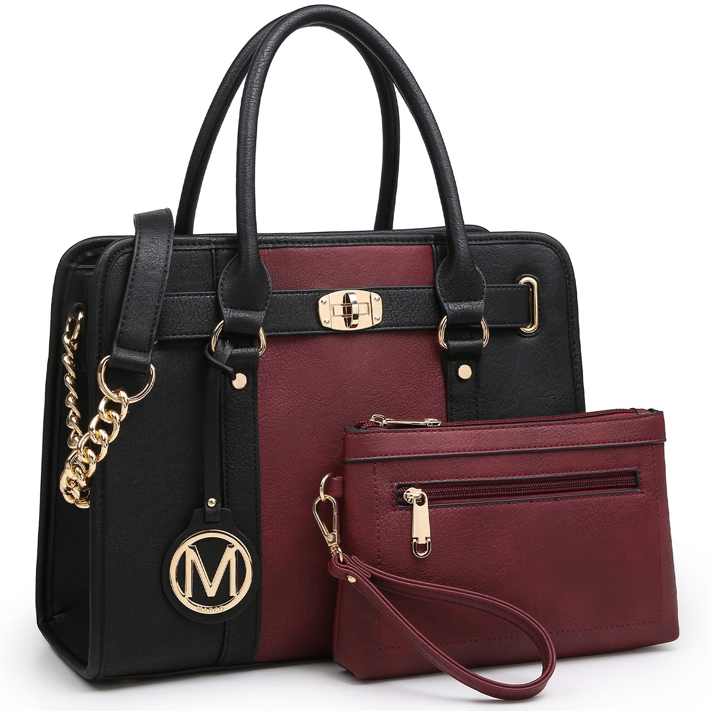 MKP Women Fashion Handbags Top Handle Satchel Purse Shoulder Bags Work Tote with Matching Wallet Clutch Set 2pcs