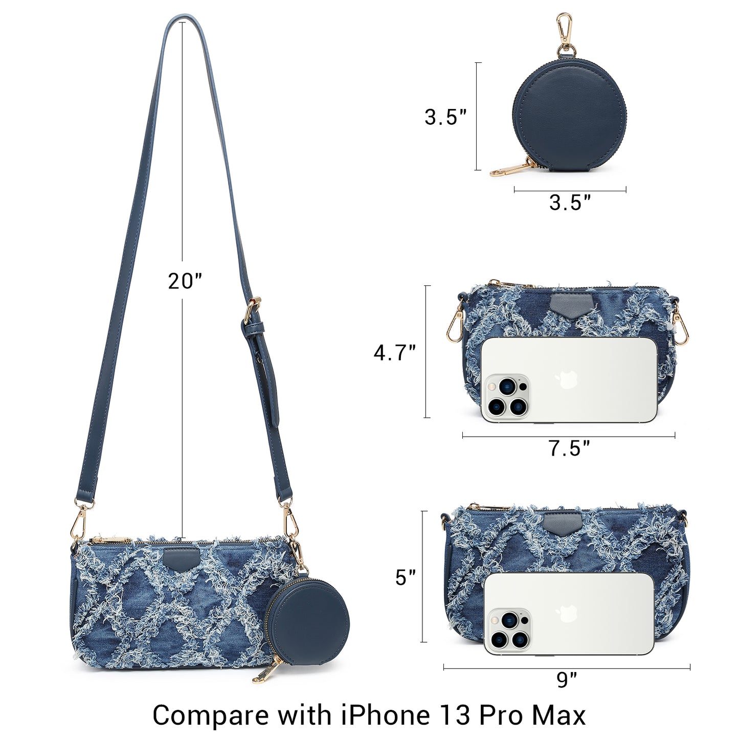 MKP Small Crossbody Bags for Women Multipurpose Soft Shoulder Handbag with Coin Purse 3pcs Set